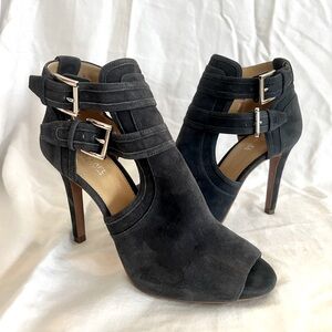Michael Kors Blaze Suade Grey Open-Toe, Peep-Toe Bootie